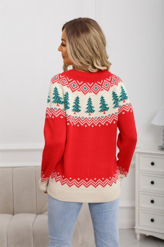 Christmas Tree Pattern Knit Sweater