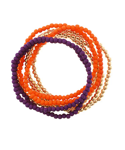 Clemson Game Day 8 Row Bead Bracelet