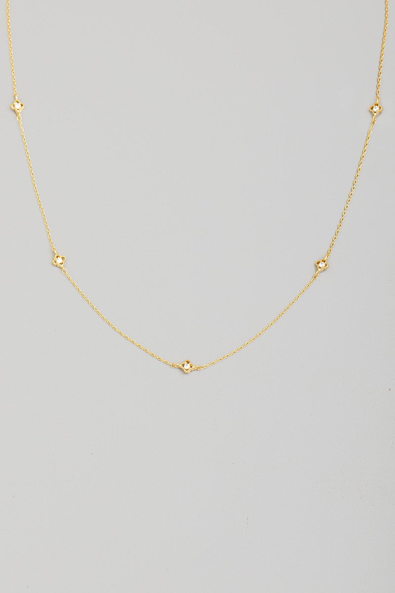 Dainty CZ Clover Necklace