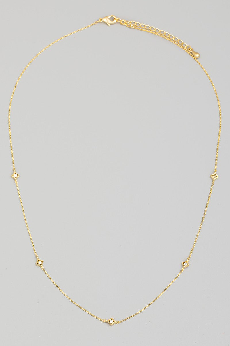 Dainty CZ Clover Necklace