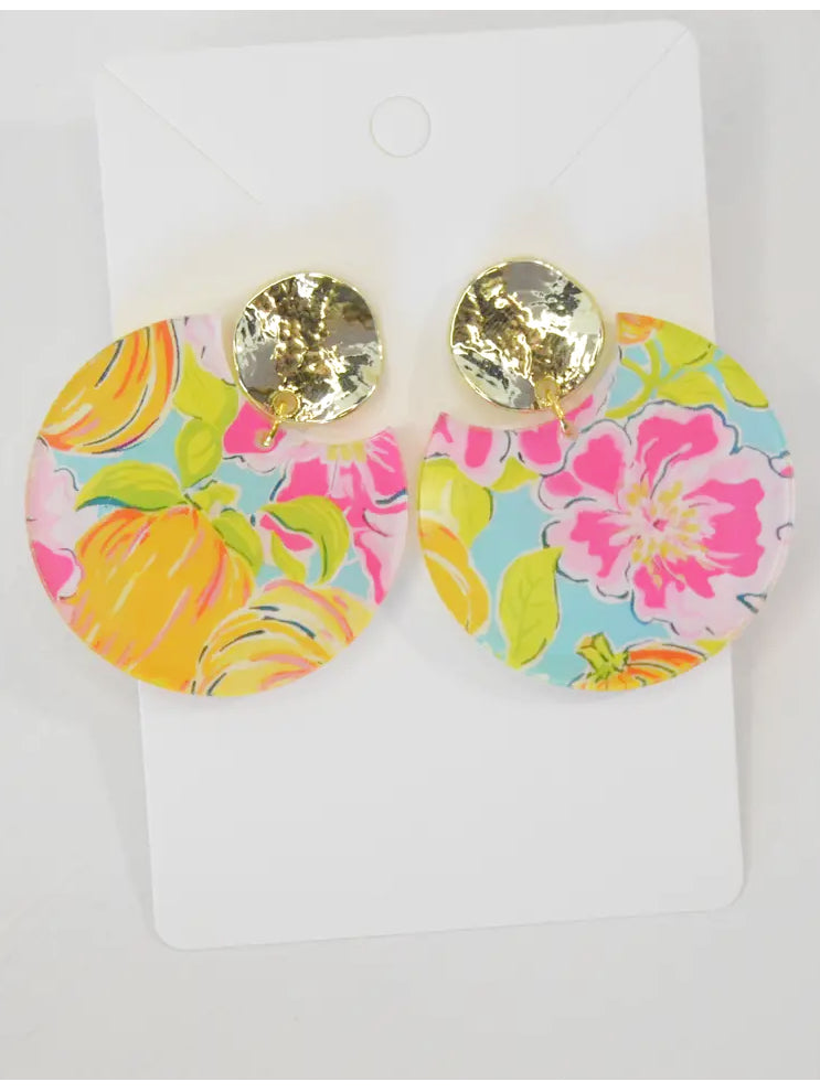 Colorful Acrylic Floral Circle Earrings