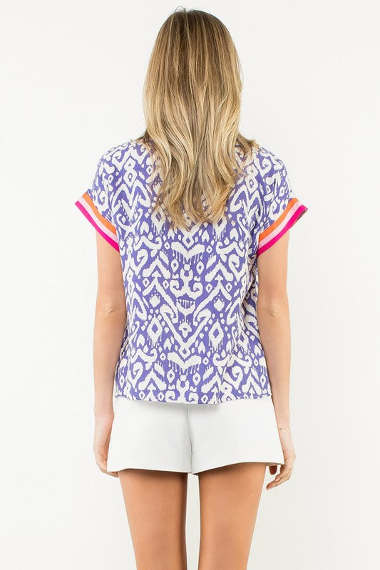 Luna Contrast Trim Zip Neck Top