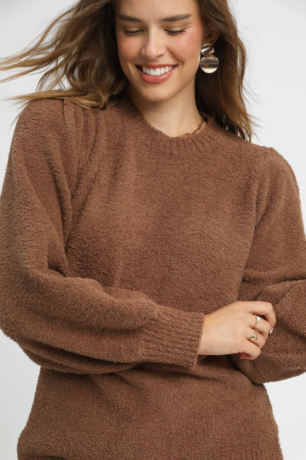 Mocha Cozy Crew Neck Sweater