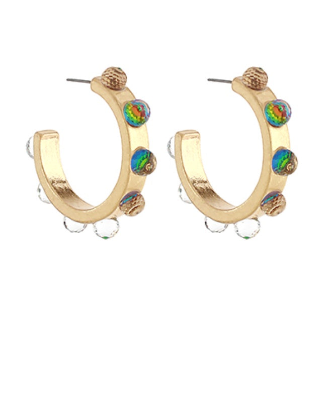Crystal Ball Dotted Metal Hoops