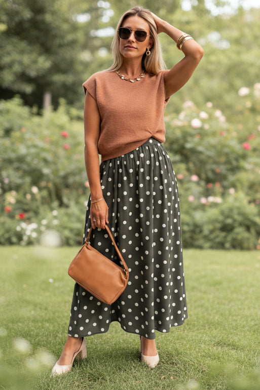 Polka Dot Midi Sweater Dress