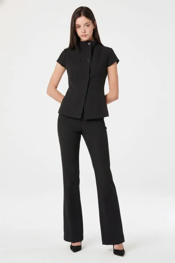 Double Breasted Cap Sleeve Top