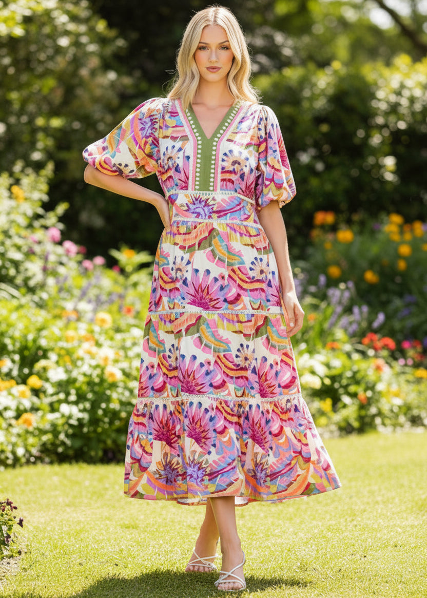 THML Daisy Tiered Midi Dress