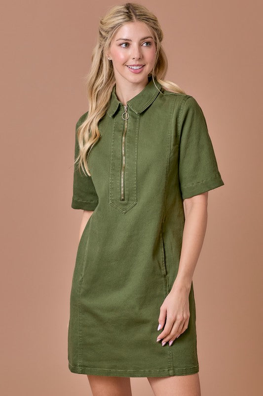 Demi Dyed Denim Zipper Dress