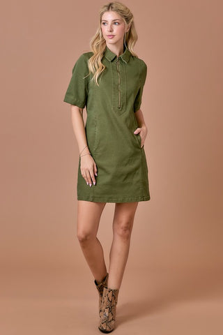 Demi Dyed Denim Zipper Dress
