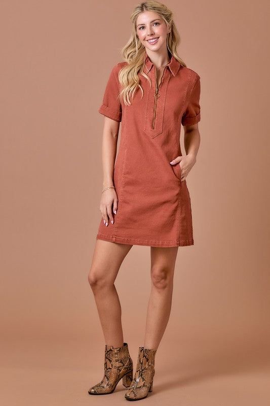 Demi Dyed Denim Zipper Dress