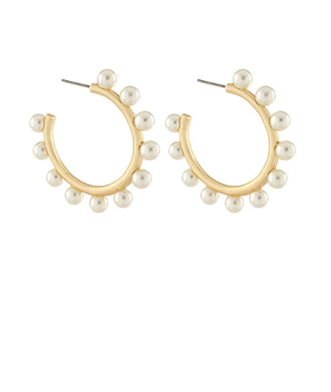 Dotted Pearl Metal Hoops