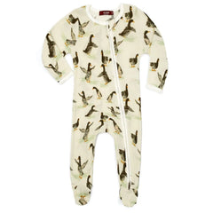 Duck Organic Cotton Zipper Footed Romper