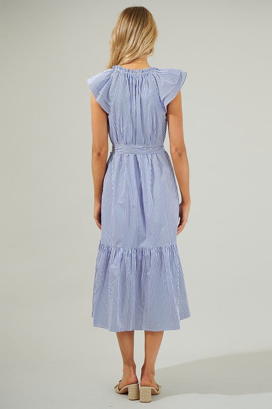 Dynamite Stripped Button Midi Dress