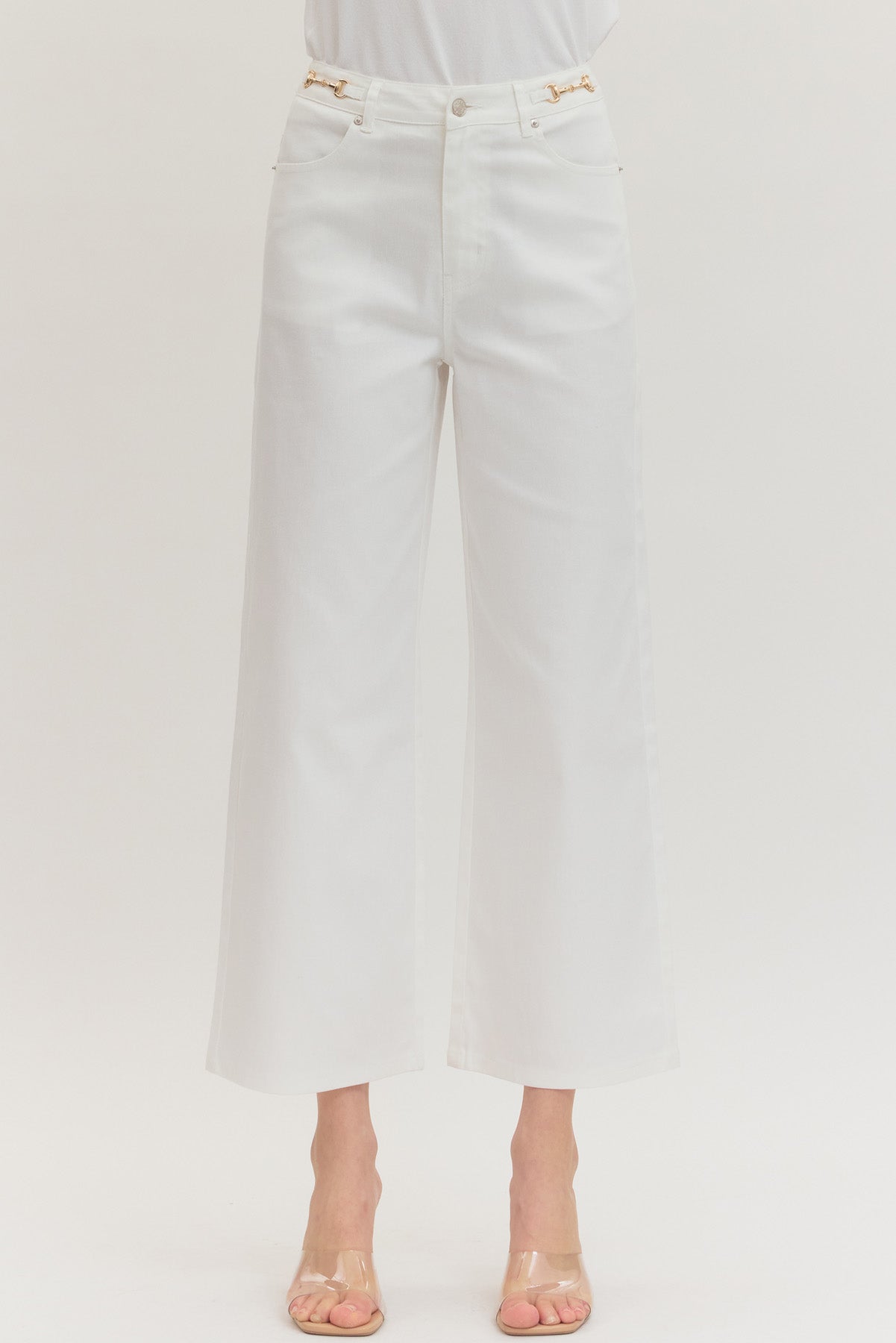 White pants on a white background