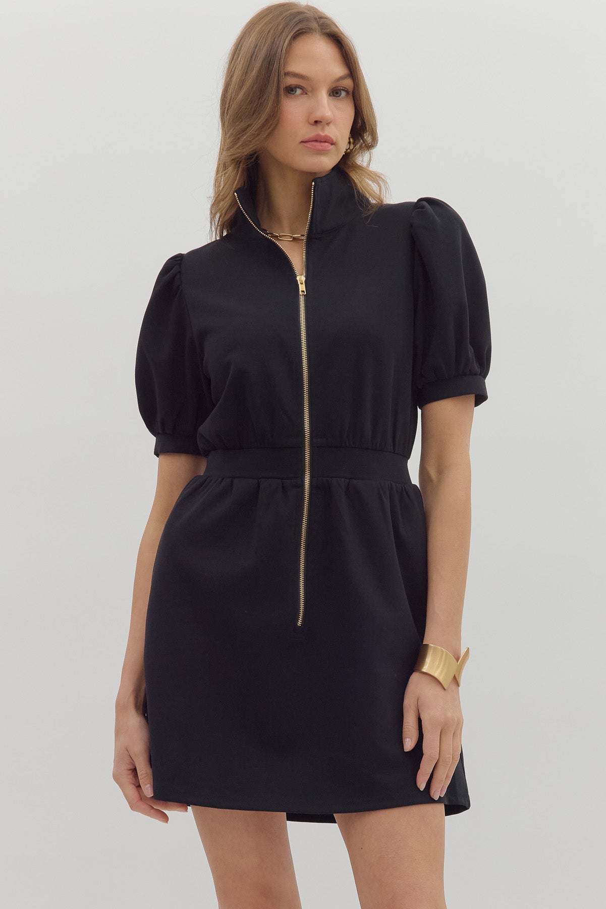 Zip-Up Mini Dress Large / Black Zip-Up Mini Dress Large / Black