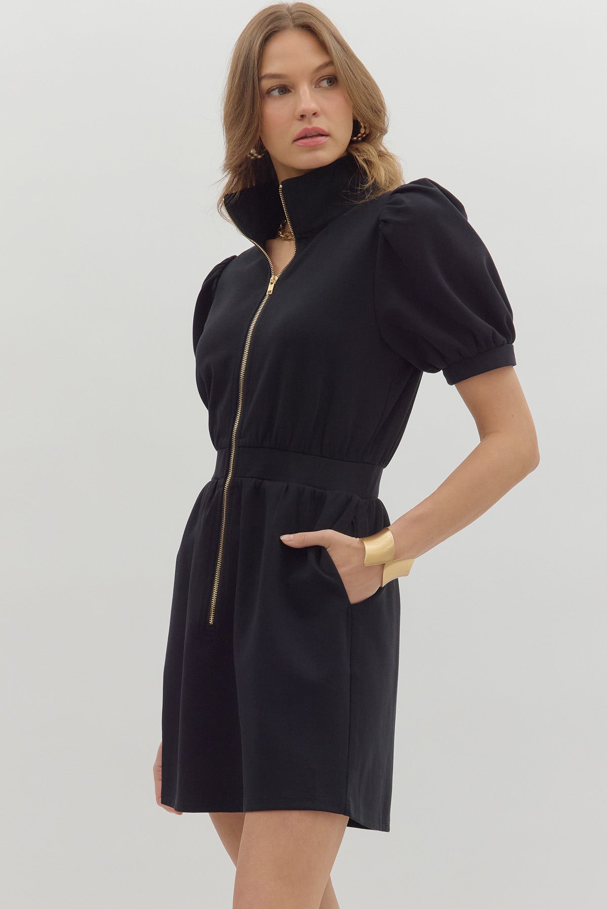 black zip front mini dress Scoop Women's and Women's Plus New Scubaknit Zip Front Mini Dress, Sizes XS-4X