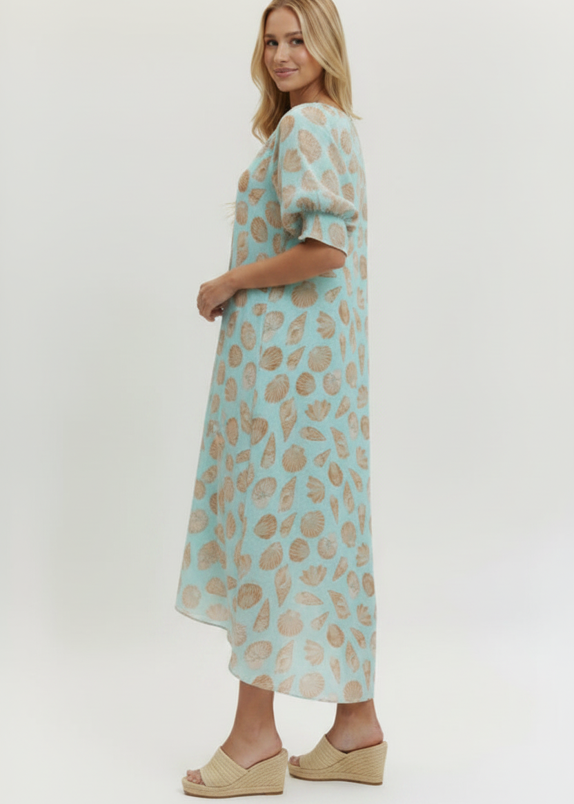 Shell Print Midi Dress