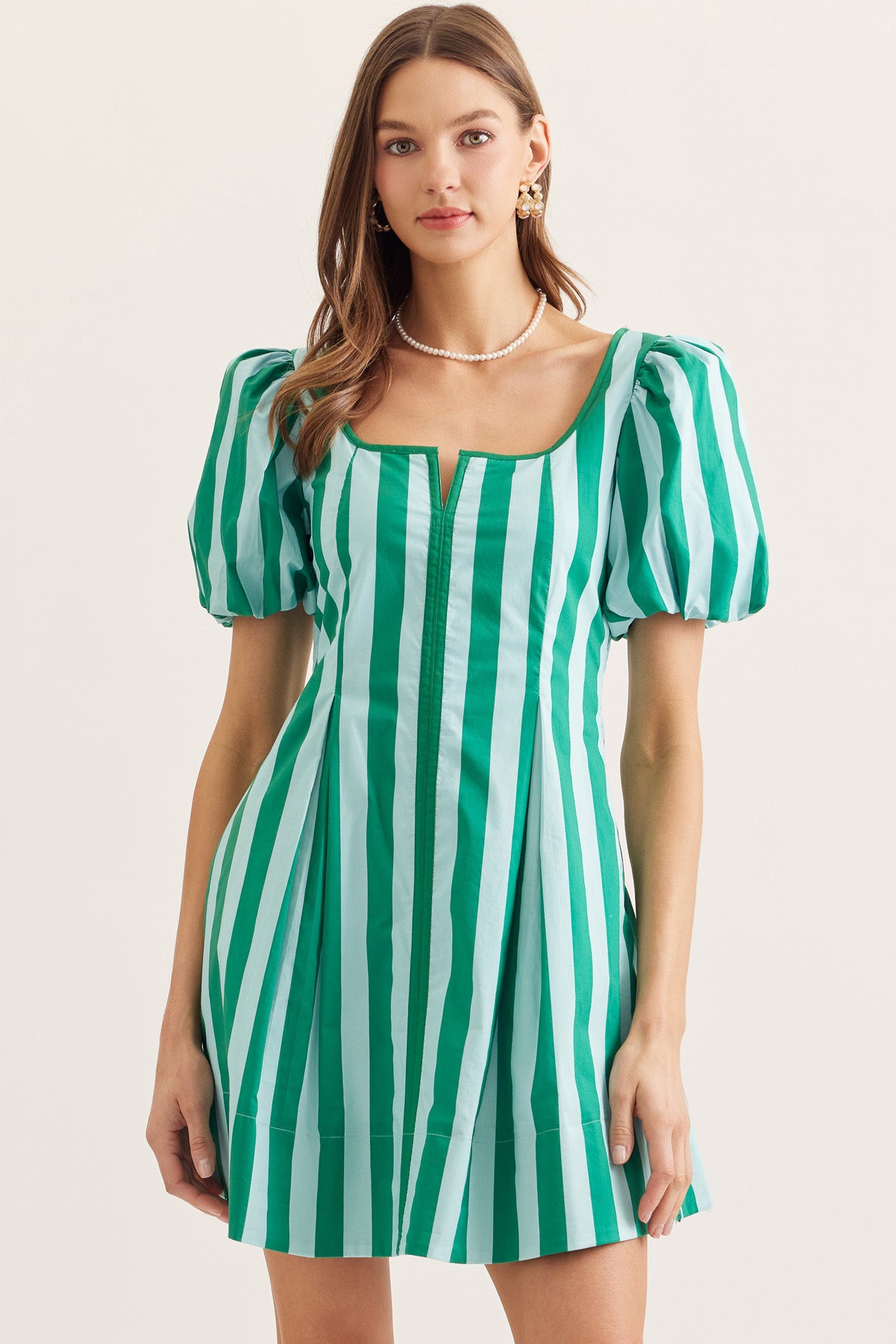 Striped Green & Mint Mini Dress