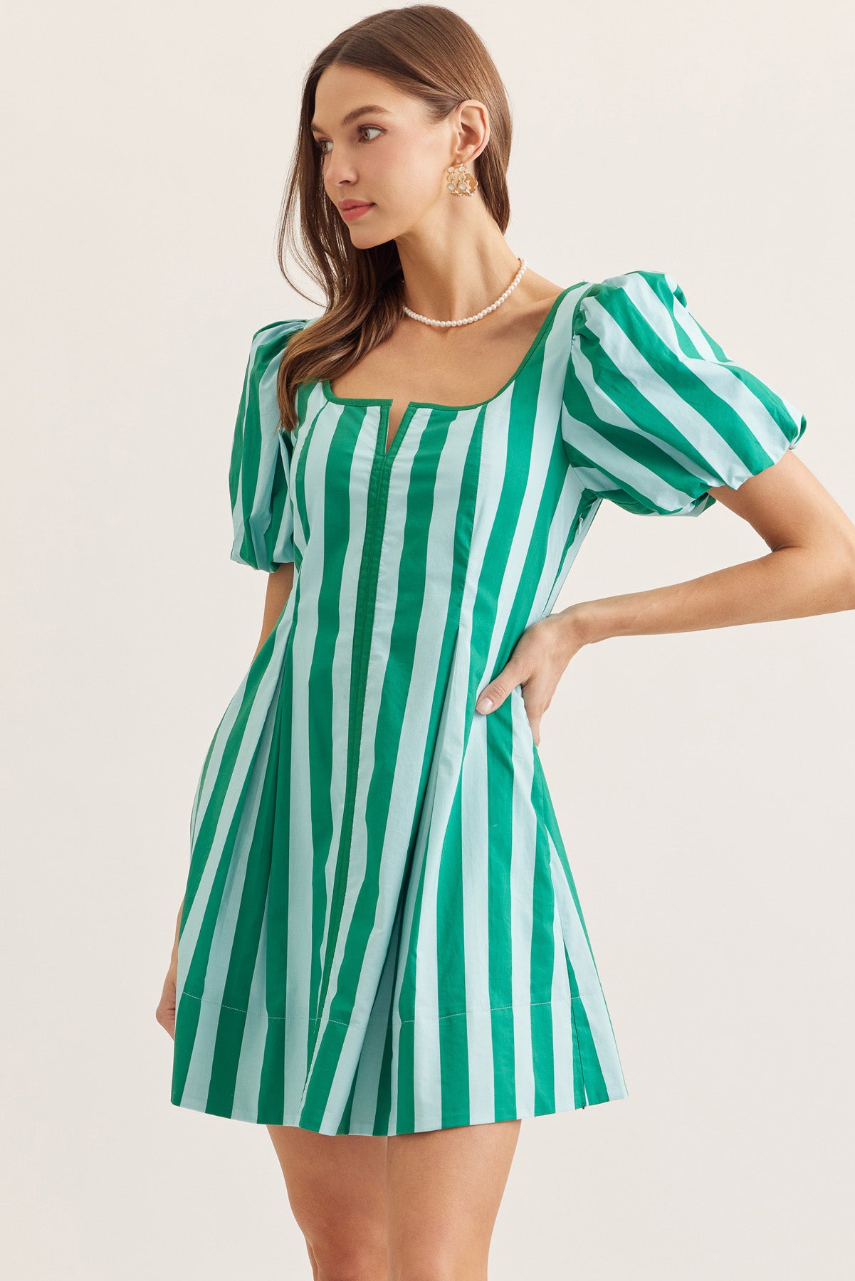 Striped Green & Mint Mini Dress