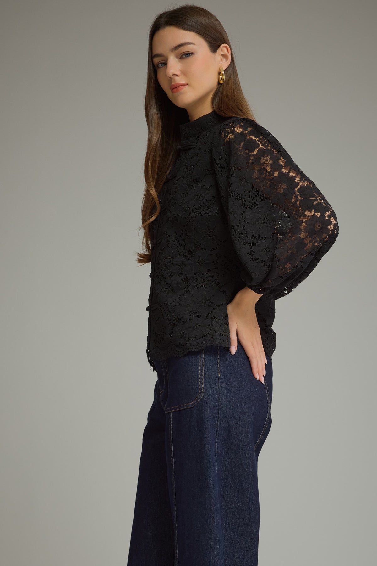 Lace Top w/ Button Closure