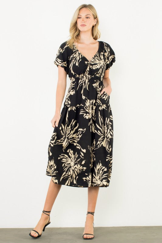 Ebony & Ivory Floral Print Maxi Dress