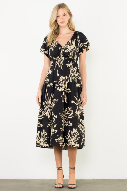 Ebony & Ivory Floral Print Maxi Dress