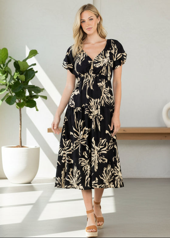 THML Ebony & Ivory Floral Print Maxi Dress