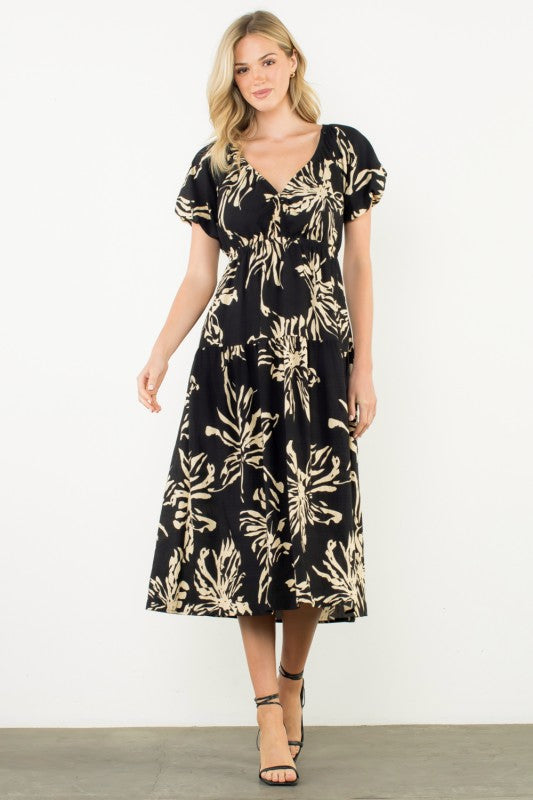 Ebony & Ivory Floral Print Maxi Dress