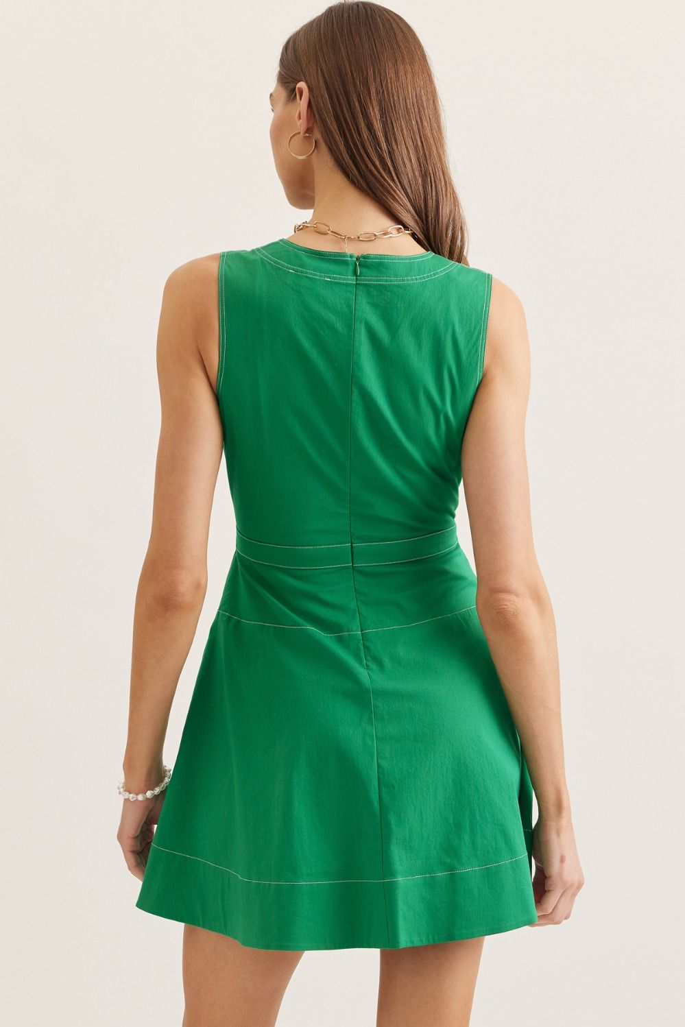 Mini Contrast Topstitch Dress