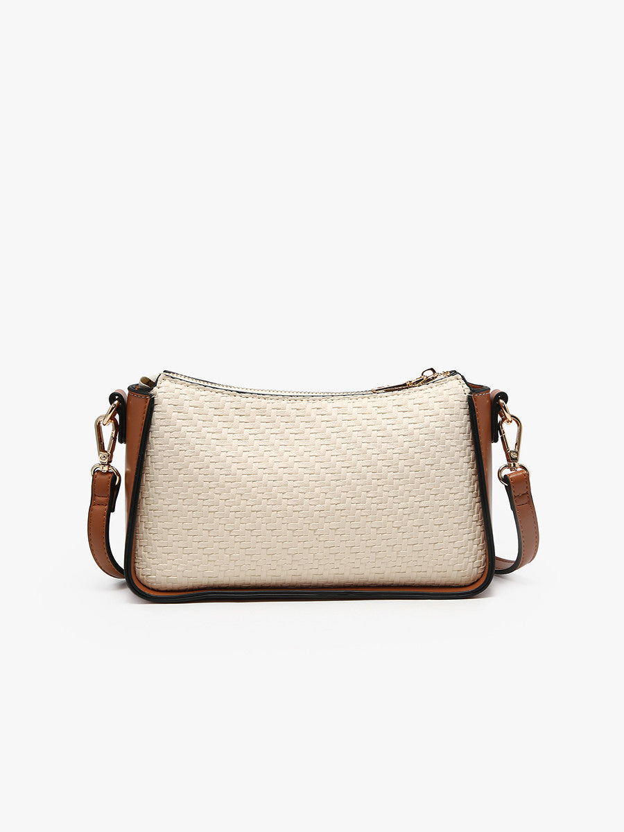 Everly Faux Woven Crossbody Bag w/ Top Zip Closure