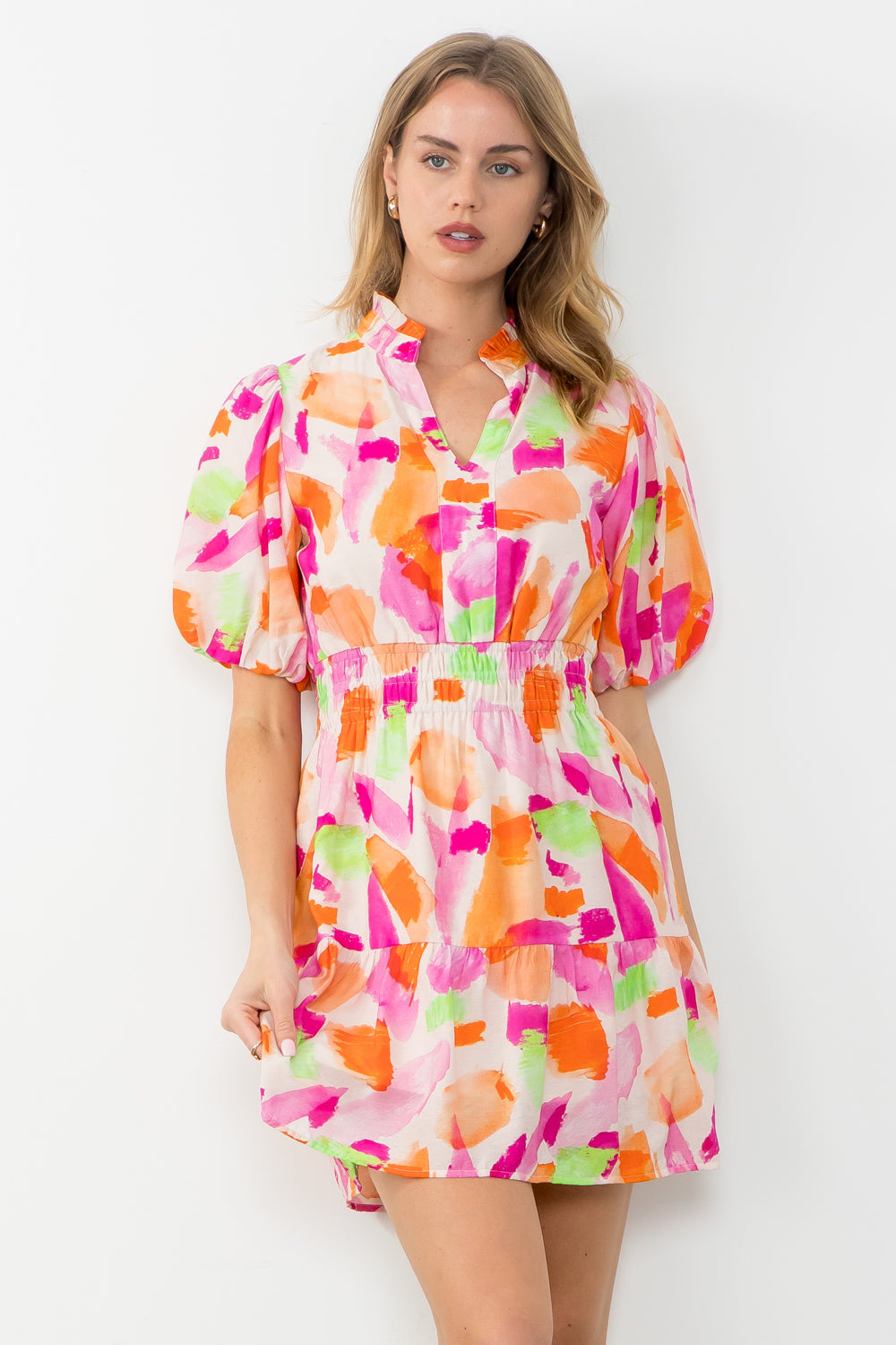 Watercolor Smocked Waist Dress