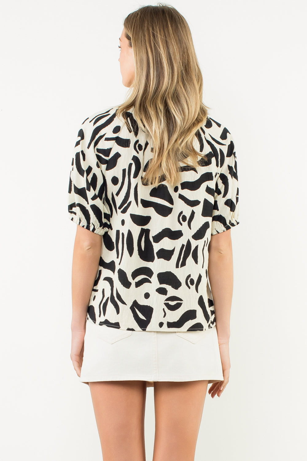 THML Ebby Quarter Zip Print Top