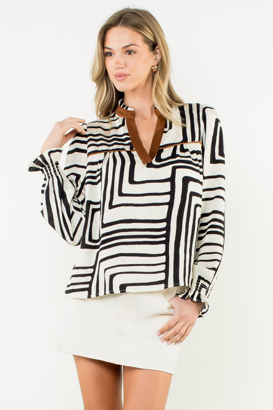 THML Abstract Long Sleeve Top