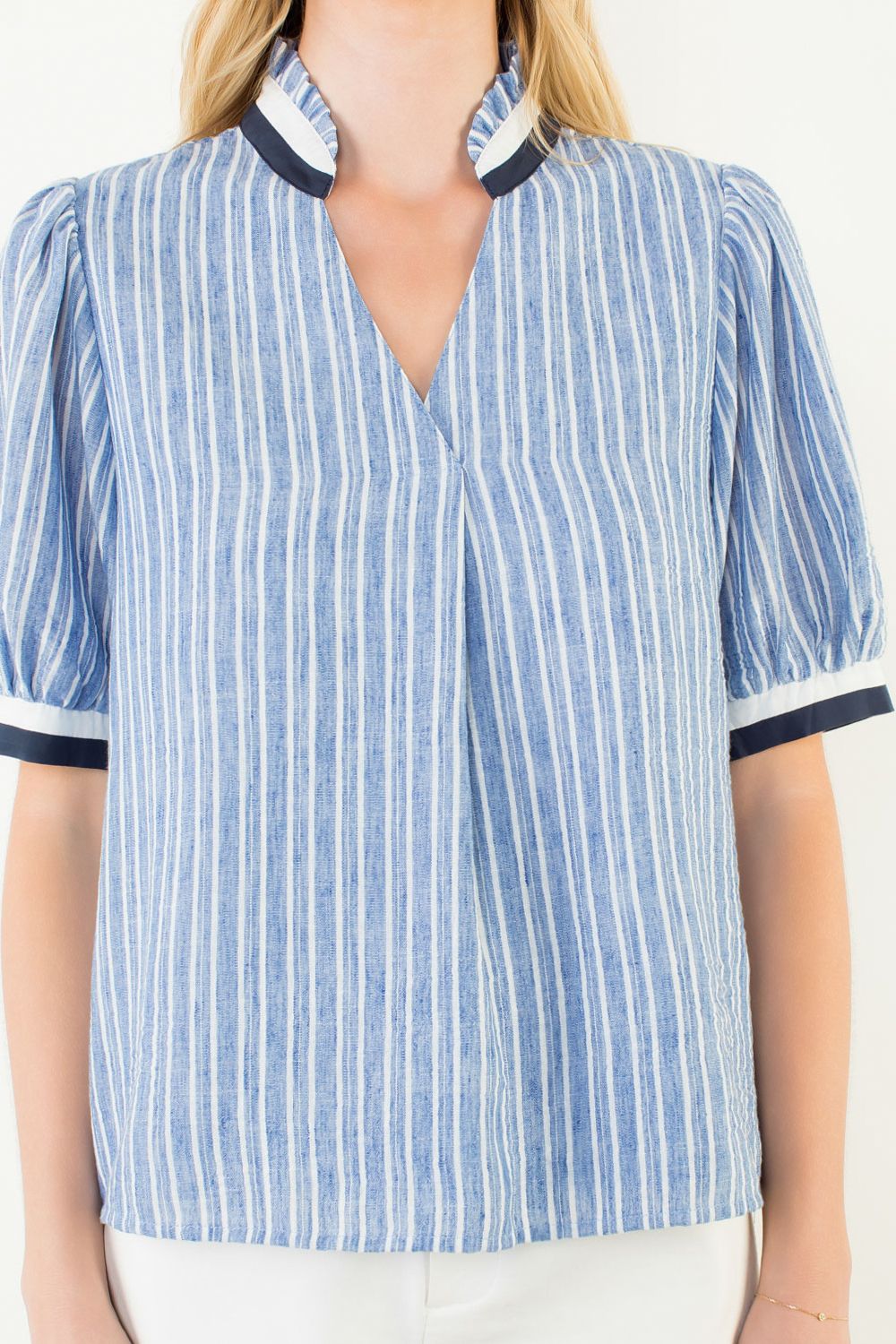THML Striped V-Neck Top