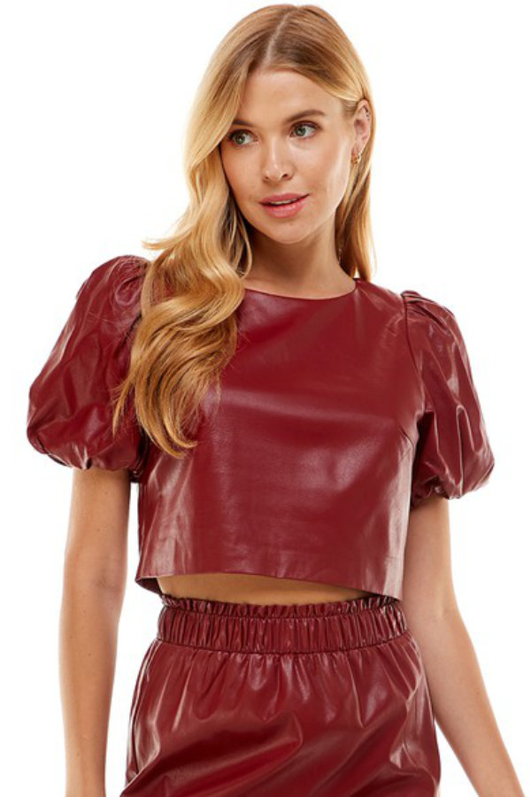 Faux Leather Cropped Top