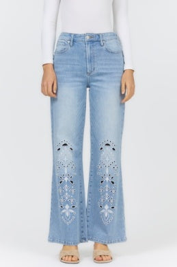 Fiona Crystal Chalk Embroidered Jeans