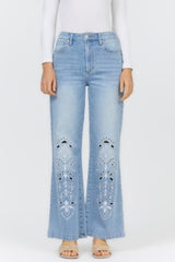 Fiona Crystal Chalk Embroidered Jeans