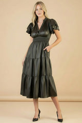 THML Faux Leather Midi Dress