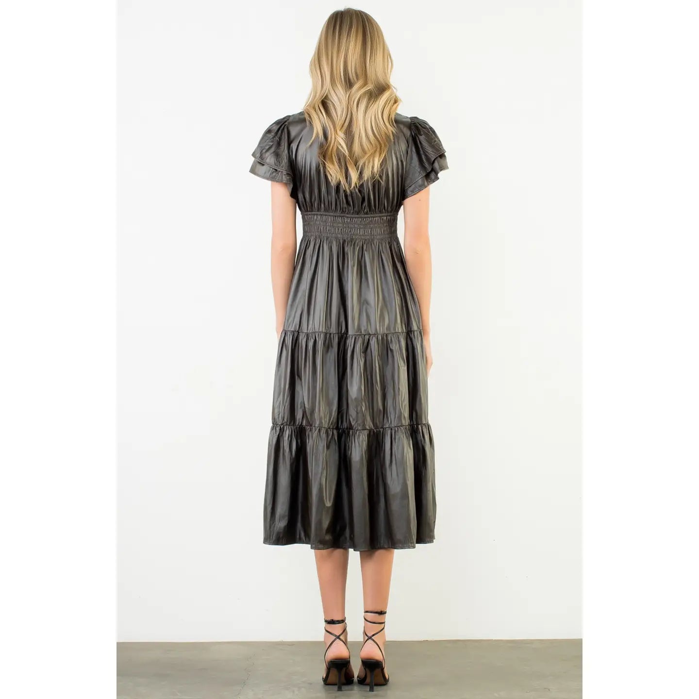 THML Faux Leather Midi Dress