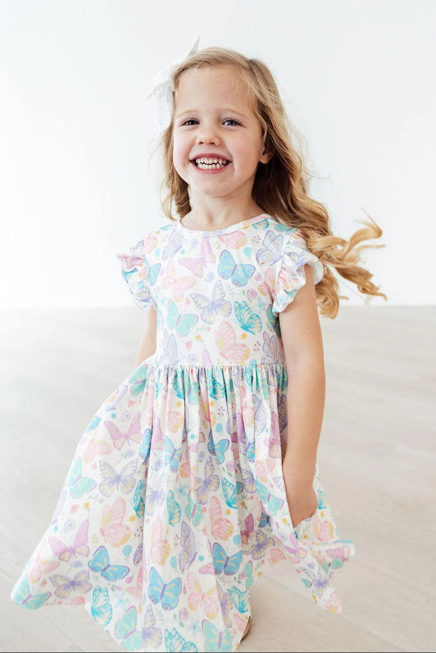 Butterflies Flutter Sleeve Twirl Dress