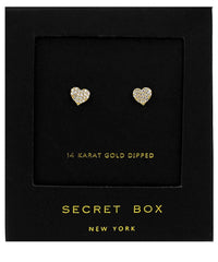 Secret Box Folded Heart CZ Studs
