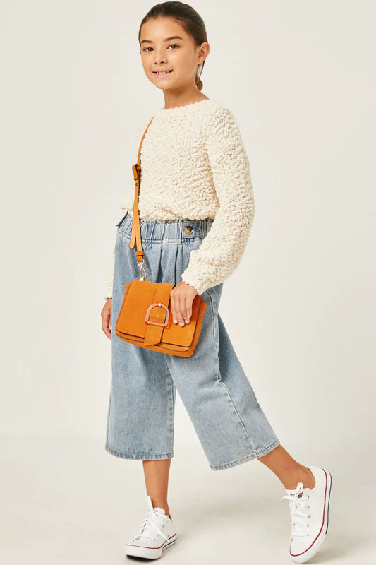Girls Popcorn Knit Sweater