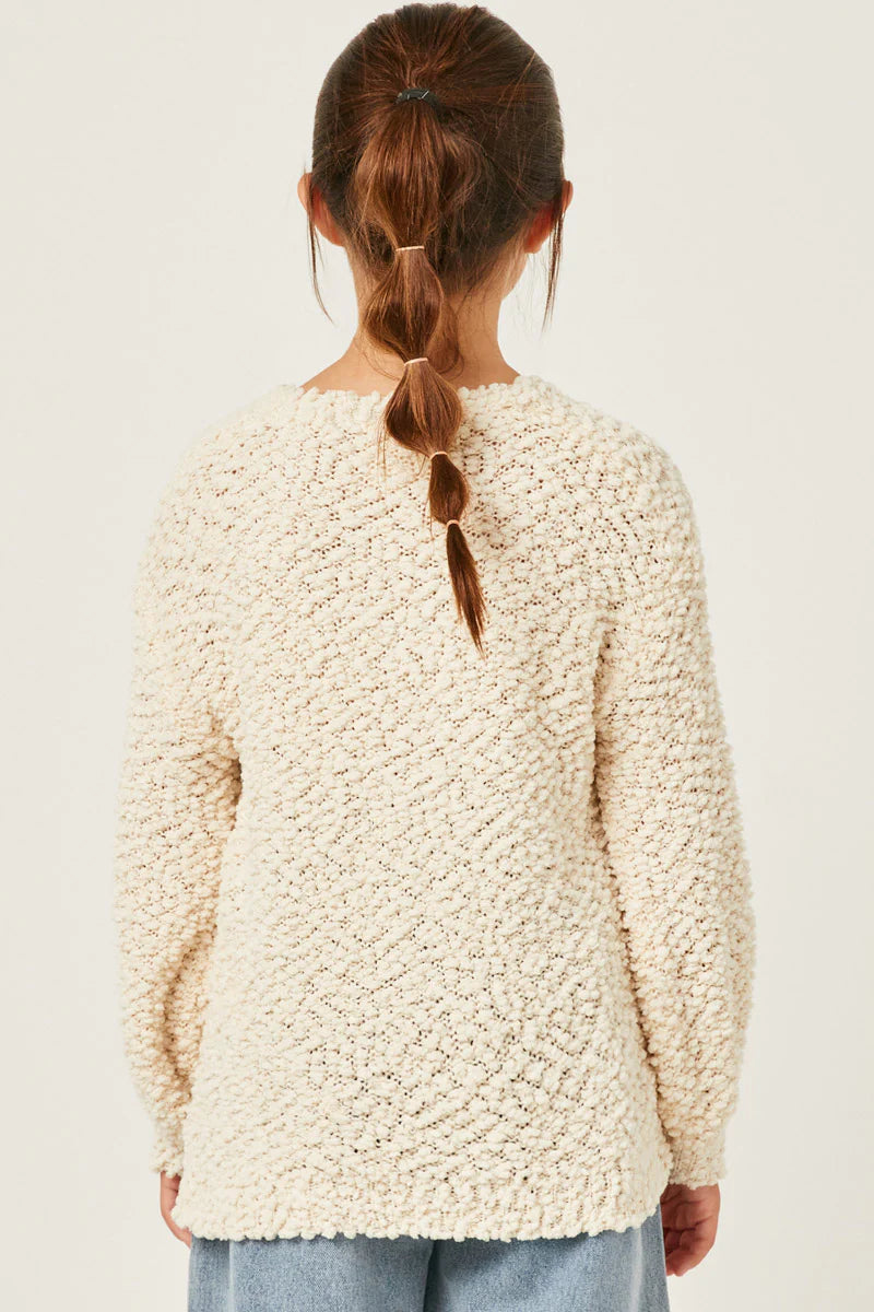 Girls Popcorn Knit Sweater