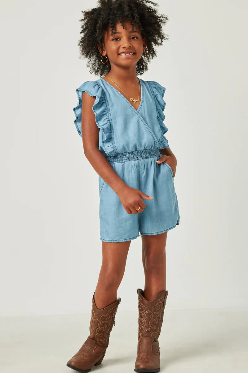 Girls Ruffle Detail Tencel Romper