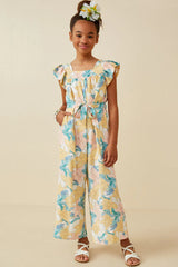 Girls Romantic Floral Ruffle Detail Wideleg Jumpsuit