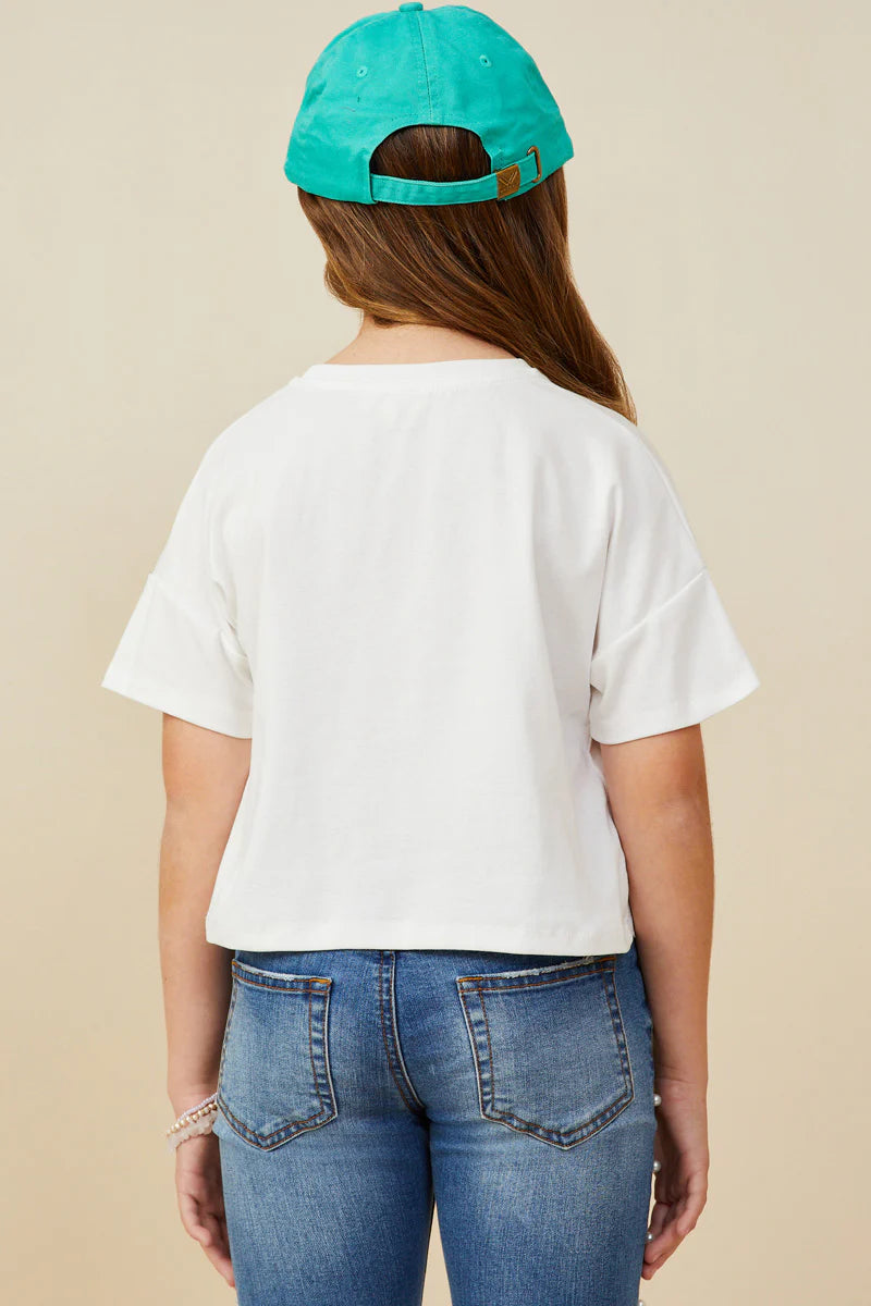 Girls Ruffle Pocket Knit T Shirt