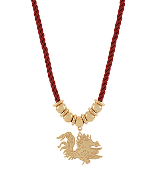 Gamecock Cord Necklace Garnet