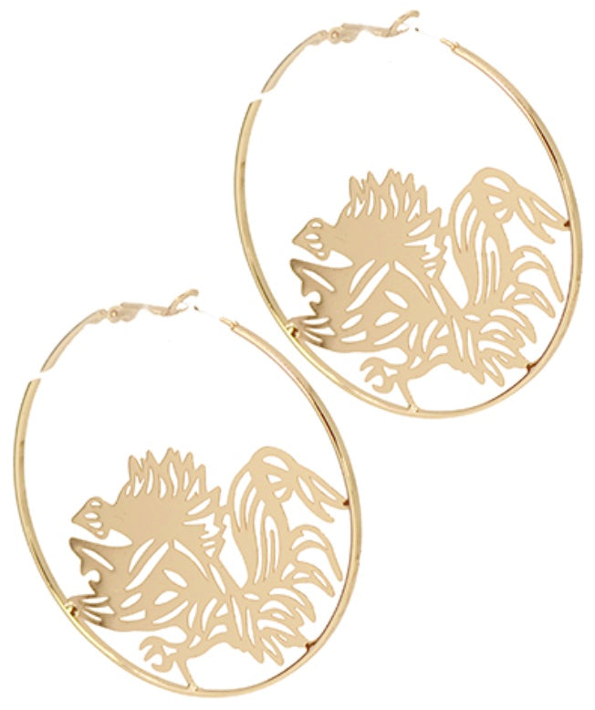 Gamecock Filigree Hoops