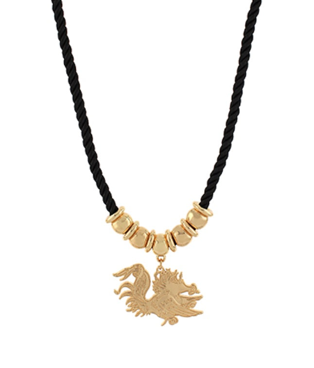 Gamecock Cord Necklace Black