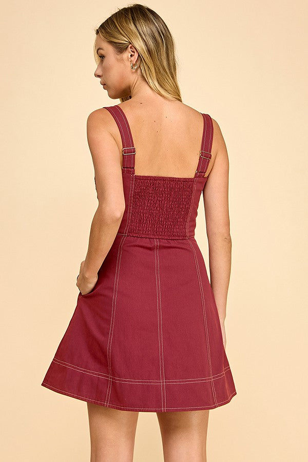 Garnet Pleated Bust A-line Mini Dress